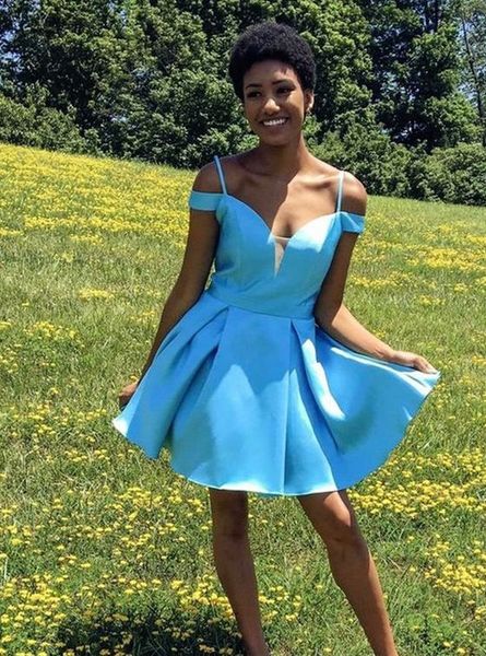 vintage cold shoulder graduation cocktail dresses satin a line pleated unique back designer short party prom dress formal gowns, Blue;red
vintage cold shoulder graduation cocktail dresses satin a line pleated unique back designer short party prom dress formal gowns, Blue;red