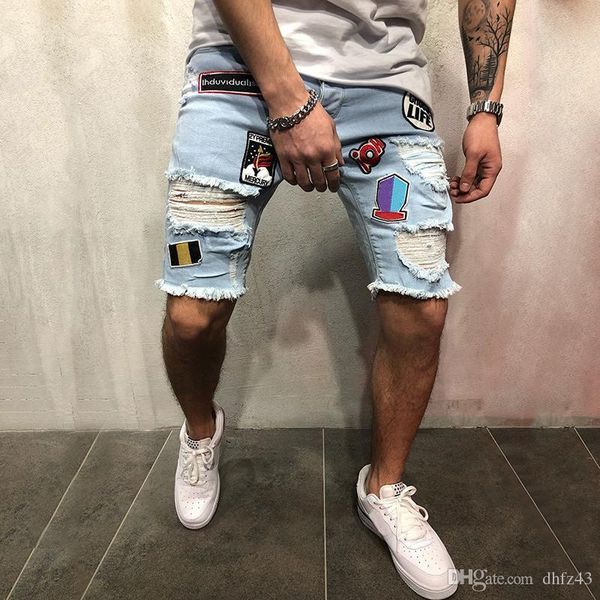 new designer mens shorts skinny with slim elastic denim fashion bike pants men pants ripped hole jean for men, Blue
new designer mens shorts skinny with slim elastic denim fashion bike pants men pants ripped hole jean for men, Blue