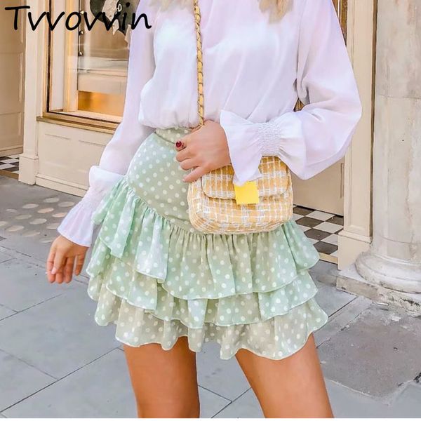 women sweet ruffled dots print skirt back zipper fly a line stylish female 2019 summer casual cute skirts fladas mujer 9038, Black
women sweet ruffled dots print skirt back zipper fly a line stylish female 2019 summer casual cute skirts fladas mujer 9038, Black