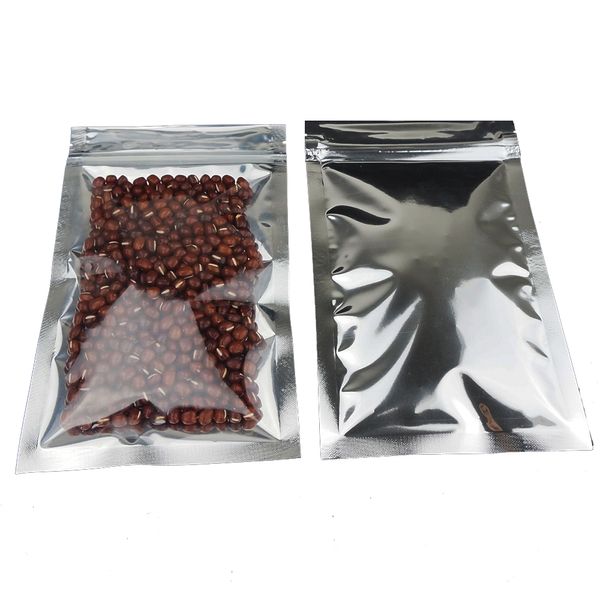 10*17.5cm,100pcs Translucent Plating Aluminium Ziplock Bag - One Side Transparent Aluminizing Foil Pouch Zipper Reclosable Pack