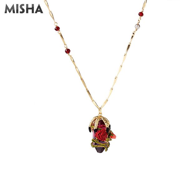 misha trendy necklace for women handmade enamel glaze charms rose design jewelry for ladies party wedding gift l979, Silver
misha trendy necklace for women handmade enamel glaze charms rose design jewelry for ladies party wedding gift l979, Silver