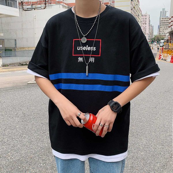 2019 о-образным вырезом письмо печати повседневная хлопок футболки мужчины с коротким рукавом свободные уличная мужская футболка harajuku, White;black 
2019 о-образным вырезом письмо печати повседневная хлопок футболки мужчины с коротким рукавом свободные уличная мужская футболка harajuku, White;black