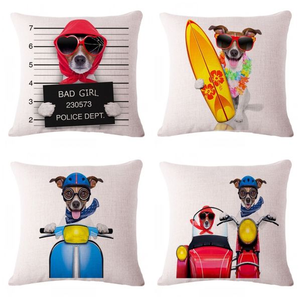 decorative dog cushion pillows cartoon motorbike surf dogs print cotton linen sofa cushion trendy design
decorative dog cushion pillows cartoon motorbike surf dogs print cotton linen sofa cushion trendy design