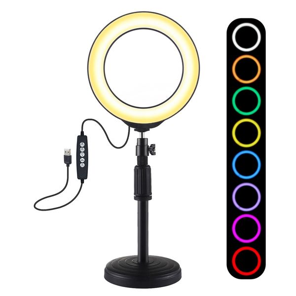 4.7 inch 120mm usb 10 modes 8 colors rgbw adjustable dimmable led round rings vlogging pgraphy lamp video light + mount 
4.7 inch 120mm usb 10 modes 8 colors rgbw adjustable dimmable led round rings vlogging pgraphy lamp video light + mount