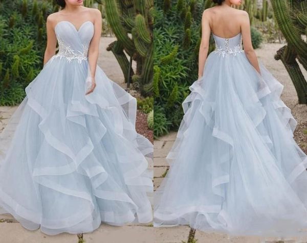 elegant sky blue a line prom dress sweetheart neck with white lace ruffles sweep train corset back boho beach evening party gowns, Black
elegant sky blue a line prom dress sweetheart neck with white lace ruffles sweep train corset back boho beach evening party gowns, Black