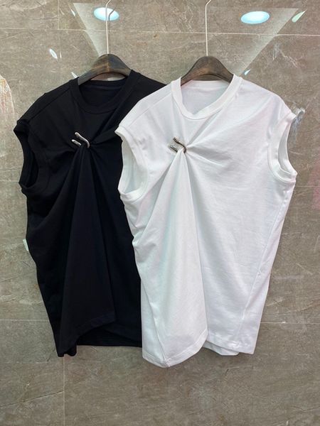 2020 spring and summer new women's round neck irregular buckle knot sleeveless solid color wild 525, White
2020 spring and summer new women's round neck irregular buckle knot sleeveless solid color wild 525, White