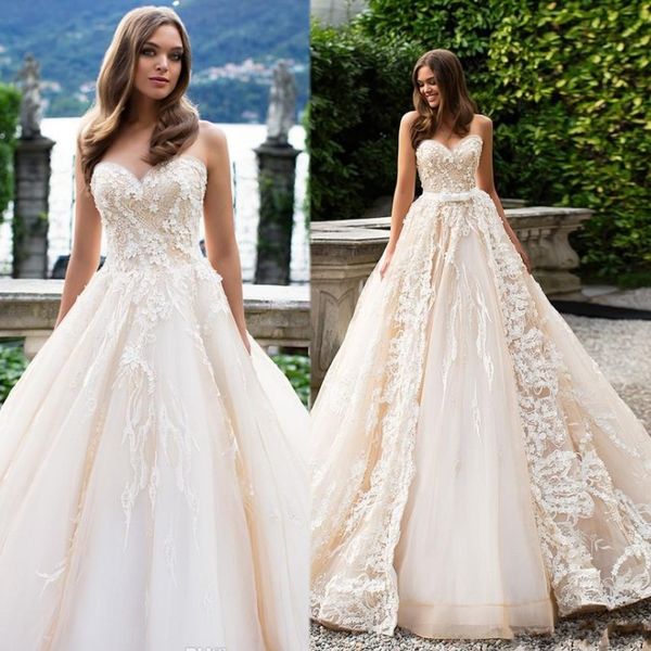 champagne 2020 millanova wedding dresses with detachable skirt lace appliques wedding gowns sweep length backless bridal ball gown, White
champagne 2020 millanova wedding dresses with detachable skirt lace appliques wedding gowns sweep length backless bridal ball gown, White