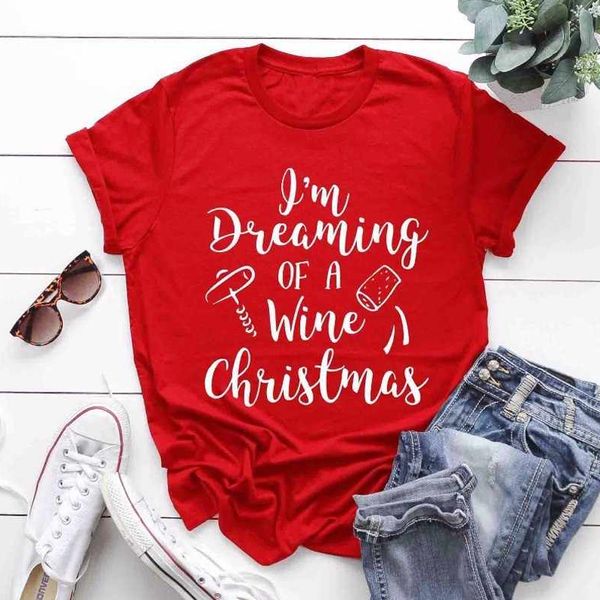 i' dreaming of a wine christmas funny graphic fashion casual short sleeve tee kawaii female clothing cotton o neck women tshirt, White
i' dreaming of a wine christmas funny graphic fashion casual short sleeve tee kawaii female clothing cotton o neck women tshirt, White