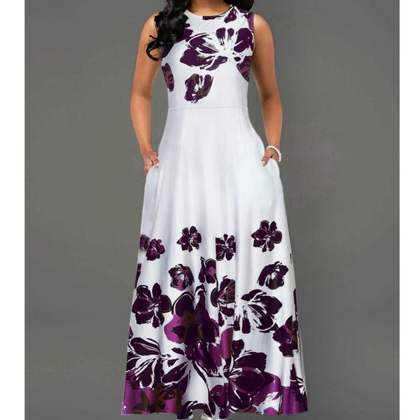 party dresses sleeveless floral print dress plus size summer women vintage a-line evening vestidos tunic long sundress, White;black
party dresses sleeveless floral print dress plus size summer women vintage a-line evening vestidos tunic long sundress, White;black