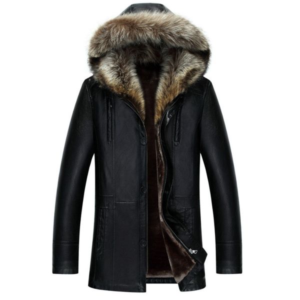 xiu luo 4xl warm thick men's oversized hooded jackets overcoats business woolen liner raccoon dog fur collar pu leather coats, Black
xiu luo 4xl warm thick men's oversized hooded jackets overcoats business woolen liner raccoon dog fur collar pu leather coats, Black