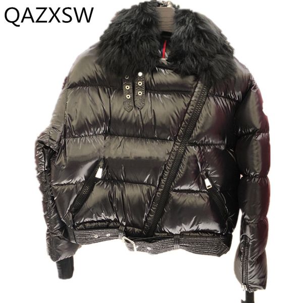 2018 winter new women's down jacket coat loose thin fashion short purple red shiny big real fur collar thick warm coat lb123, Black
2018 winter new women's down jacket coat loose thin fashion short purple red shiny big real fur collar thick warm coat lb123, Black