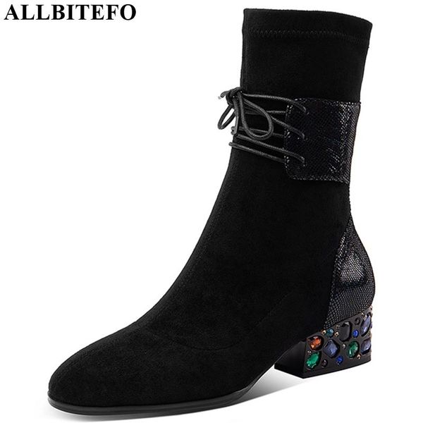 allbitefo real genuine leather+flock women boots frenulum ankle boots autumn winter fashion water drill decoration, Black
allbitefo real genuine leather+flock women boots frenulum ankle boots autumn winter fashion water drill decoration, Black