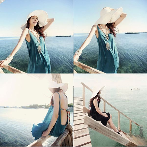 women beach hat wide brim solid color sun protective straw hat for summer kng88, Blue;gray
women beach hat wide brim solid color sun protective straw hat for summer kng88, Blue;gray