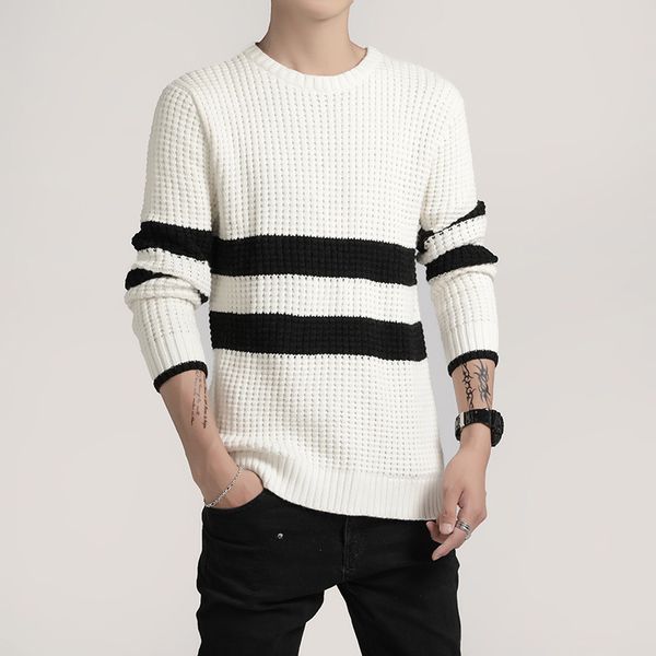 men's sweaters tnick men wool o-neck sweater long sleeve cotton pullover striped slim fit perfect quality knitted clothing dropshopping, White;black
men's sweaters tnick men wool o-neck sweater long sleeve cotton pullover striped slim fit perfect quality knitted clothing dropshopping, White;black