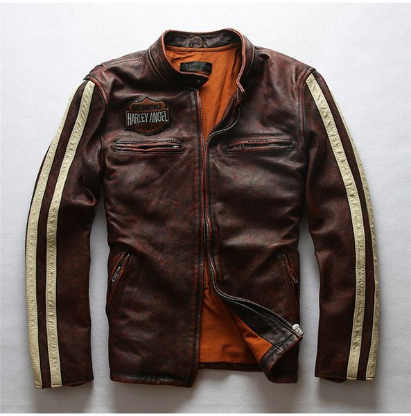 designer mens harley leather coat fashion short washed graphite distressed layer cowhide leather jacket, Black
designer mens harley leather coat fashion short washed graphite distressed layer cowhide leather jacket, Black