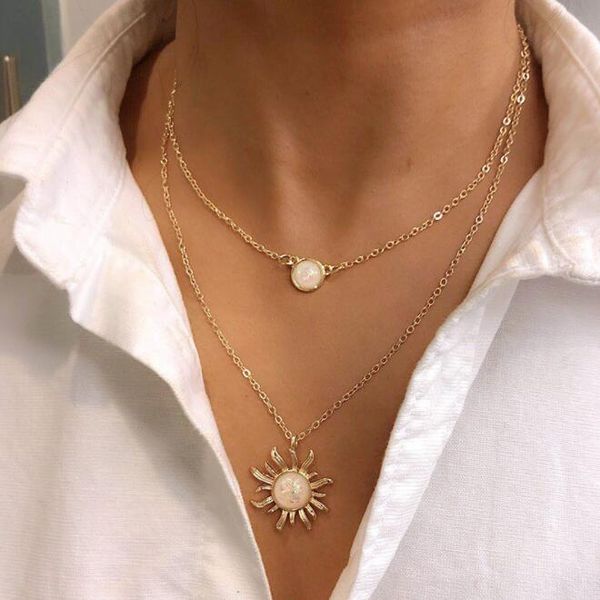 women simply sun flower necklace new fashion jewelry exquisite sunflower double layer opal pendant necklace female birthday gifts, Silver
women simply sun flower necklace new fashion jewelry exquisite sunflower double layer opal pendant necklace female birthday gifts, Silver