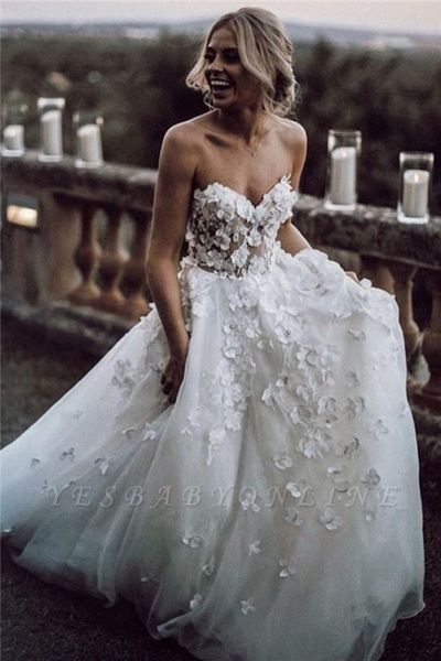 2020 strapless sweetheart wedding dresses 2020 applique wedding gowns with handmade flowers bridal gowns zipper back sleeveless, White
2020 strapless sweetheart wedding dresses 2020 applique wedding gowns with handmade flowers bridal gowns zipper back sleeveless, White