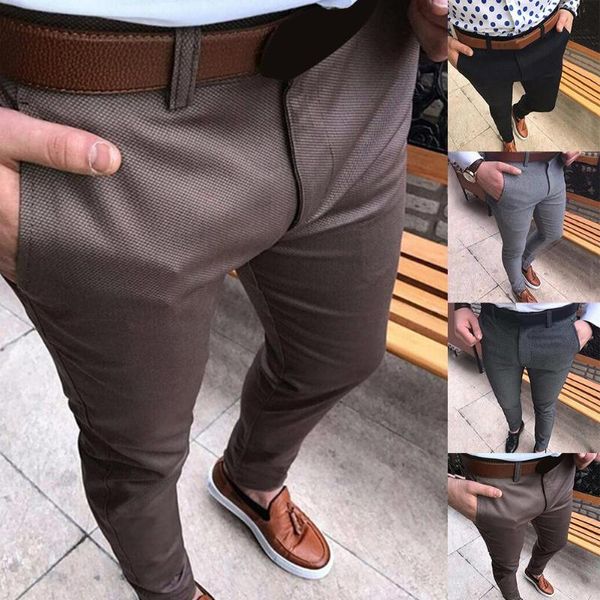 new men solid color mid waist pockets cotton elastic pencil pants long trousers, Black
new men solid color mid waist pockets cotton elastic pencil pants long trousers, Black