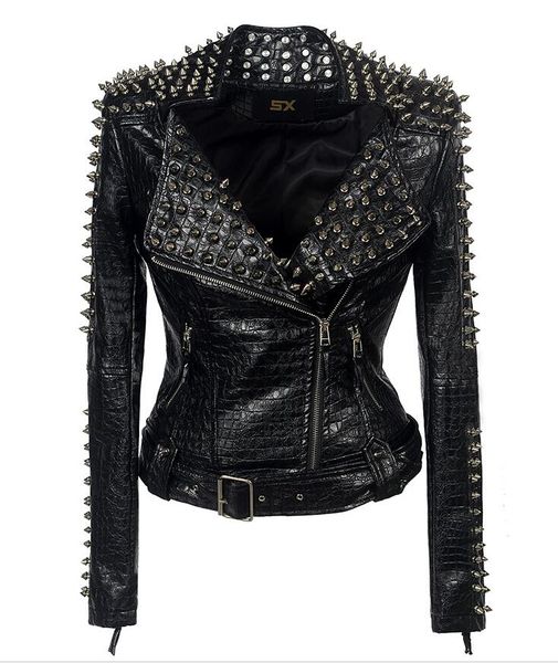 rivet punk women's pu leather jackets motorcycle biker adjustable waist zip spliced striped woman's faux fur slim short coats sxw0, Black
rivet punk women's pu leather jackets motorcycle biker adjustable waist zip spliced striped woman's faux fur slim short coats sxw0, Black