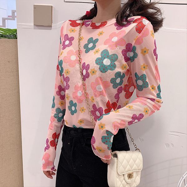 2020 elegant style flower printing base shirt women's ins wind sunscreen shirt thin micro transparent long sleeve t-shirt, White
2020 elegant style flower printing base shirt women's ins wind sunscreen shirt thin micro transparent long sleeve t-shirt, White