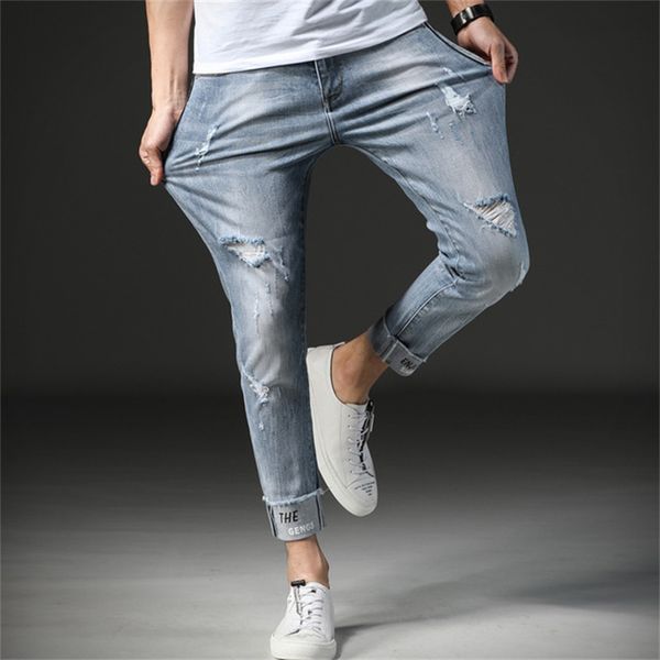 spring / summer 2020 new men's shattered feet ankle-length jeans stretch slim light blue jeans
spring / summer 2020 new men's shattered feet ankle-length jeans stretch slim light blue jeans