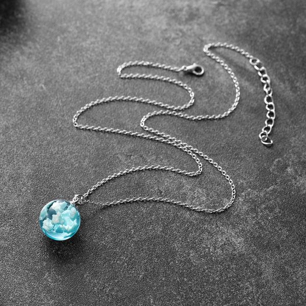 blue sky white cloud chain pendant necklace transparent rould ball shape resin necklace for women fashion jewelry, Silver
blue sky white cloud chain pendant necklace transparent rould ball shape resin necklace for women fashion jewelry, Silver