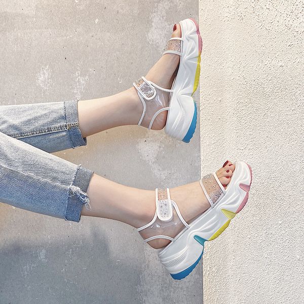 female sandal 2020 sandals with heel all-match pvc shoes med womens wedges ladies women's thick plastic medium sports, Black
female sandal 2020 sandals with heel all-match pvc shoes med womens wedges ladies women's thick plastic medium sports, Black
