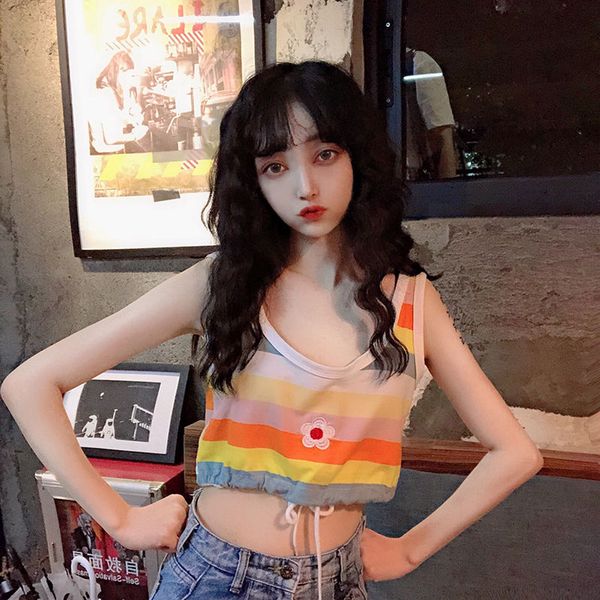 women's tanks & camis 2021 summer candy color striped sleeveless pullover korean elegant style vest female ladies for club, White
women's tanks & camis 2021 summer candy color striped sleeveless pullover korean elegant style vest female ladies for club, White