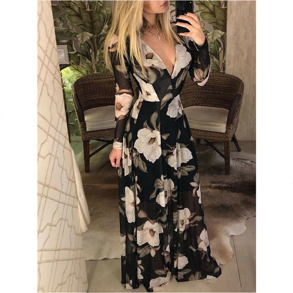 women elegant maxi dress vintage boho floral print long sleeve summer dress 2019 ladies retro holiday beach sundress clothes hot, Black;gray
women elegant maxi dress vintage boho floral print long sleeve summer dress 2019 ladies retro holiday beach sundress clothes hot, Black;gray
