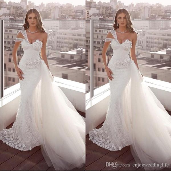 lace wedding dresses mermaid one shoulder backless bridal gowns with tulle plus size beach garden customized vestido de noiva, White
lace wedding dresses mermaid one shoulder backless bridal gowns with tulle plus size beach garden customized vestido de noiva, White
