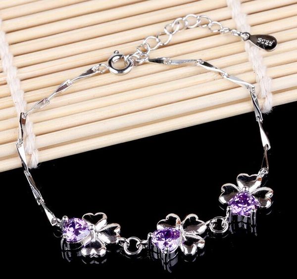 luxury designer clover bracelet for women jewelry 925 sterling silver plated fashion charm link bracelets with purple crystal diamond, Golden;silver
luxury designer clover bracelet for women jewelry 925 sterling silver plated fashion charm link bracelets with purple crystal diamond, Golden;silver