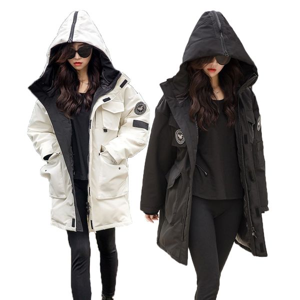 women's down & parkas duck jacket winter coat women hooded long parka korean thick overcoat jackets for kj2698, Black
women's down & parkas duck jacket winter coat women hooded long parka korean thick overcoat jackets for kj2698, Black