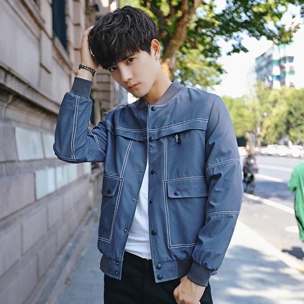 spring and autumn new style men baseball collar solid color casual coat youth origional hong wave jacket men's, Black;brown
spring and autumn new style men baseball collar solid color casual coat youth origional hong wave jacket men's, Black;brown