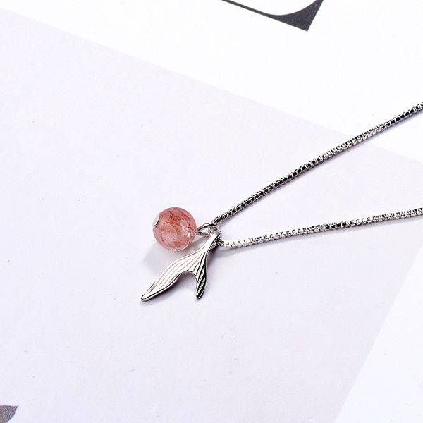 wholesale-dream mermaid tear strawberry crystal clavicle chain fresh pink dolphin tail necklace pendant accessories, Silver
wholesale-dream mermaid tear strawberry crystal clavicle chain fresh pink dolphin tail necklace pendant accessories, Silver