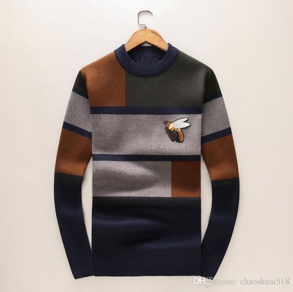 new fall and winter popular cashmere sweater men's round neck pullover bee pattern sweater, White;black 
new fall and winter popular cashmere sweater men's round neck pullover bee pattern sweater, White;black