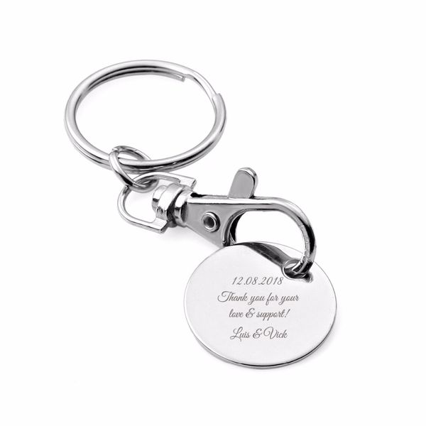 

200 pieces custom wedding gift for guests, personalized wedding favor keyring, silver birthday party souvenirs with organza bag