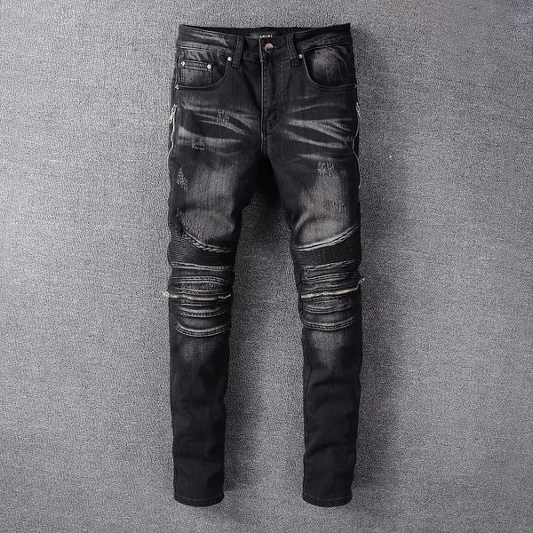 2020 selling men's jeans amiri black high street style printed patch slim feet denim trousers 07, Blue
2020 selling men's jeans amiri black high street style printed patch slim feet denim trousers 07, Blue