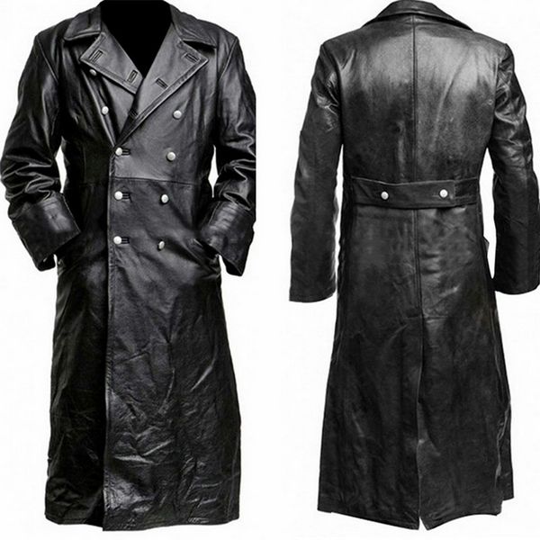 button closure leather jacket long trench winter warm business outerwear officer black leather coat, Black;brown
button closure leather jacket long trench winter warm business outerwear officer black leather coat, Black;brown