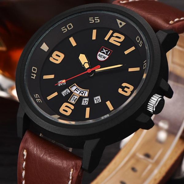 fashion mens pu leather sport watch analog dial quartz calendar date wristwatches classic pin buckle alloy case male watches, Slivery;brown
fashion mens pu leather sport watch analog dial quartz calendar date wristwatches classic pin buckle alloy case male watches, Slivery;brown