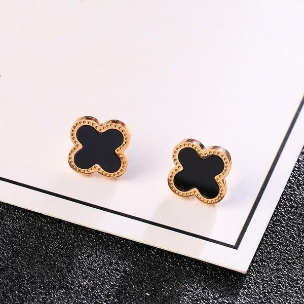 new shamrock stud earrings 18k rose gold temperament earrings women's titanium steel earrings wholesale jewelry, Golden 
new shamrock stud earrings 18k rose gold temperament earrings women's titanium steel earrings wholesale jewelry, Golden