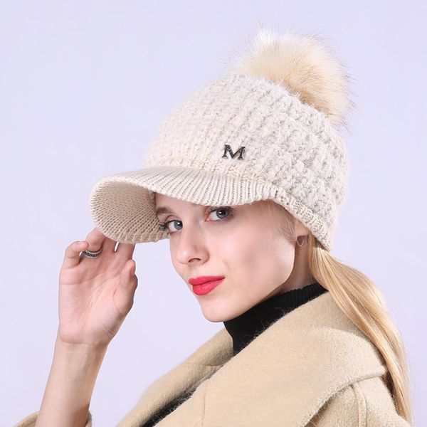 2019 women's cap autumn winter thicken fur hat with letter fashion warm outdoor wool cap with faux fur ball hat female, Blue;gray
2019 women's cap autumn winter thicken fur hat with letter fashion warm outdoor wool cap with faux fur ball hat female, Blue;gray