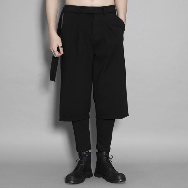 2020 summer clothing british personality belt stitching feet pants casual trend fake two-piece pants male nine-point, Black
2020 summer clothing british personality belt stitching feet pants casual trend fake two-piece pants male nine-point, Black