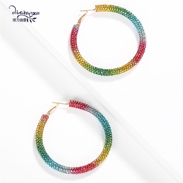 dvacaman multi color crystal hoop earrings for women wedding big round girl bridal statement earrings trendy jewelry wholesale, Golden;silver
dvacaman multi color crystal hoop earrings for women wedding big round girl bridal statement earrings trendy jewelry wholesale, Golden;silver