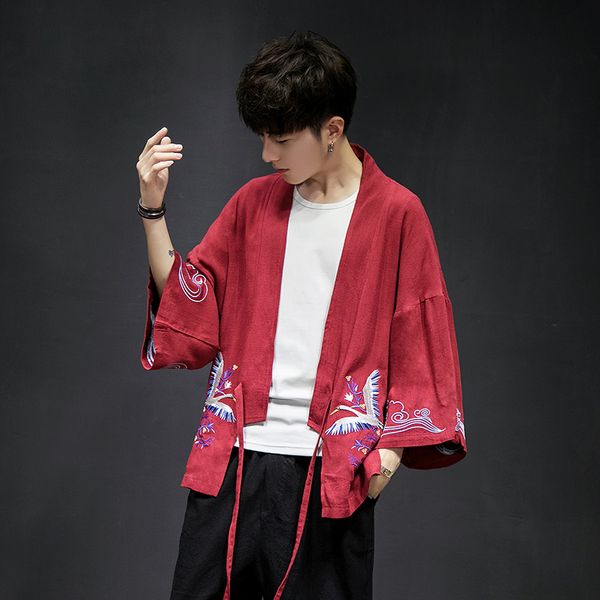 men's embroidery japanese kimono floral baggy coats cardigan outwear size m-5xl cotton linen black wine navy d81, Black;brown
men's embroidery japanese kimono floral baggy coats cardigan outwear size m-5xl cotton linen black wine navy d81, Black;brown