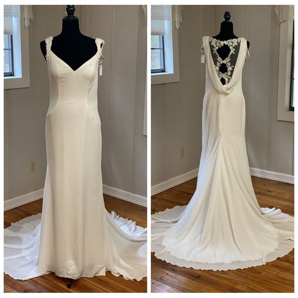 2020 elegant white chiffon wedding dress boho sheath lace appliques bridal dress with court train sheer back suknie slubne
2020 elegant white chiffon wedding dress boho sheath lace appliques bridal dress with court train sheer back suknie slubne