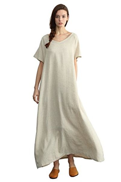 sellse women's linen loose summer large size long dress plus size cotton clothing, Black;gray
sellse women's linen loose summer large size long dress plus size cotton clothing, Black;gray