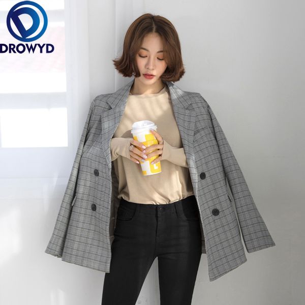 women gray plaid blazers 2020 new fashion lady office work suit pockets jackets coat casual loose long sleeve femme blazer, White;black
women gray plaid blazers 2020 new fashion lady office work suit pockets jackets coat casual loose long sleeve femme blazer, White;black