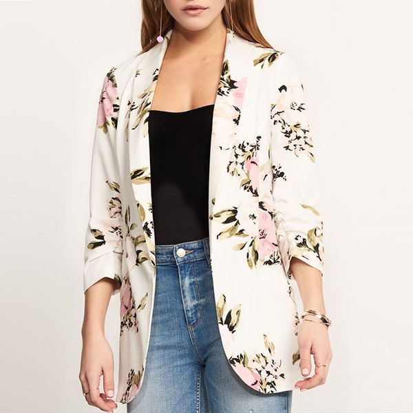 autumn winter blazer women notched collar floral pattern blazers womens three quarter sleeves elegant female blazer feminino, White;black
autumn winter blazer women notched collar floral pattern blazers womens three quarter sleeves elegant female blazer feminino, White;black