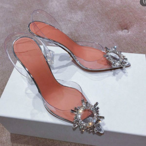 women's transparent sandals with pointed toes xia 2019 new word with water diamond baotou heels, Black
women's transparent sandals with pointed toes xia 2019 new word with water diamond baotou heels, Black