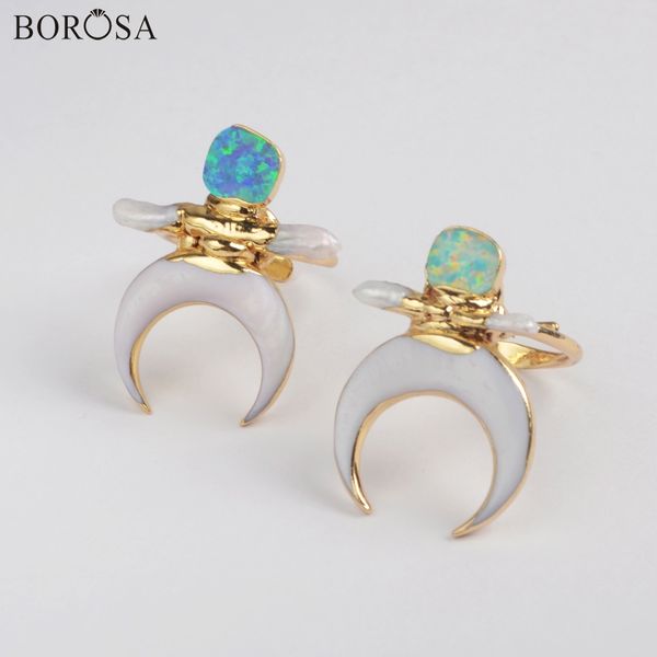 wholesale opal jewelry 5pcs gild crescent white shell & manmade opal adjustable ring blue white japanese opal rings jewelry01, Silver
wholesale opal jewelry 5pcs gild crescent white shell & manmade opal adjustable ring blue white japanese opal rings jewelry01, Silver